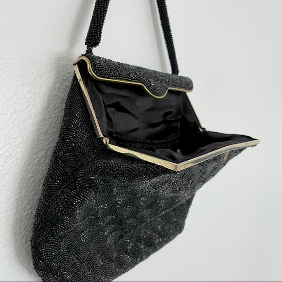 Vintage 1950’s Black Art Deco Hand Beaded Purse - Picture 3 of 8